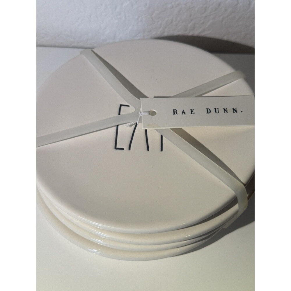 Set‎ of 4 RAE DUNN by Magenta "EAT" Dessert/Appetizer Plates 6"